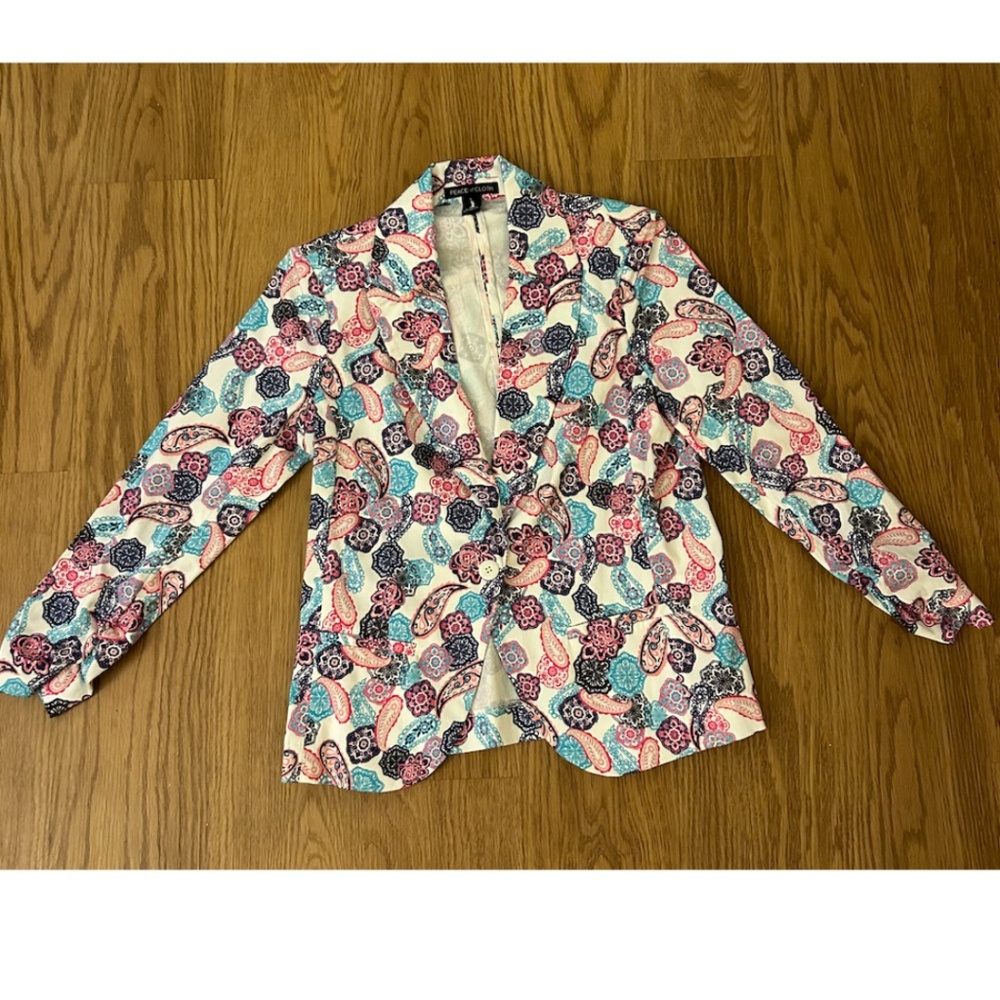 Paisley print blazer pink and turquoise